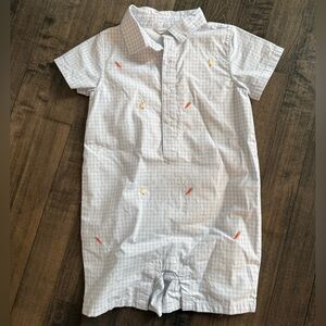Janie and Jack White Checkered Kids onesie with Easter Embroidery